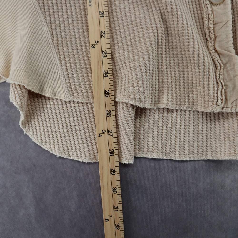 Free People Scout Jacket Thermal Shacket Waffle Knit Oversized XS Beige Cotton - Picture 9 of 10